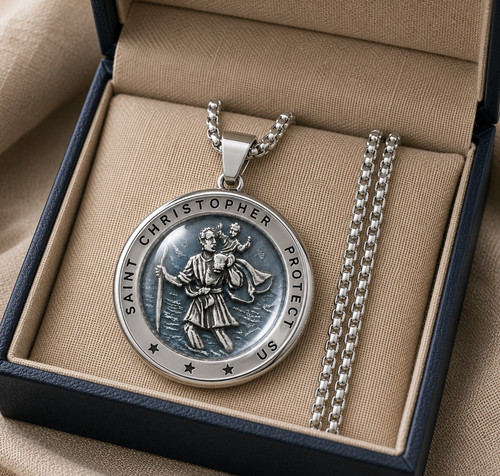 Silver saint christopher - silver, st