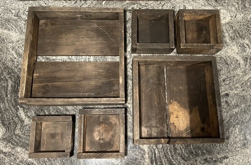 Six piece set rustic wooden - six,
