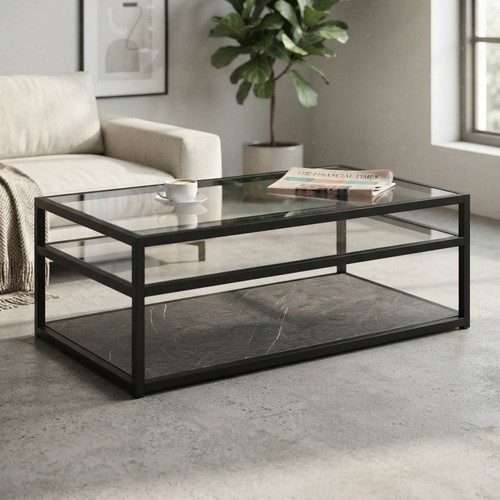 Serena glass top coffee table - top,