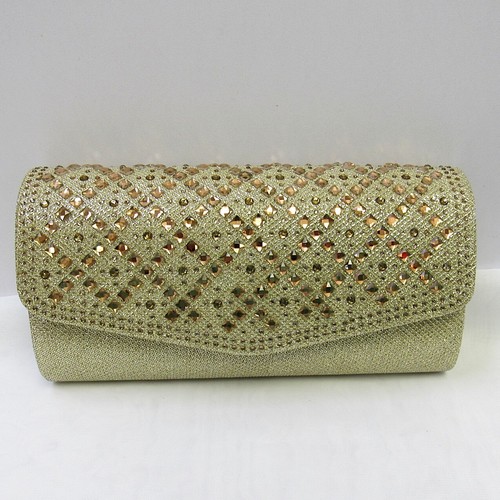 Gold rhinestone evening clutch - gold,