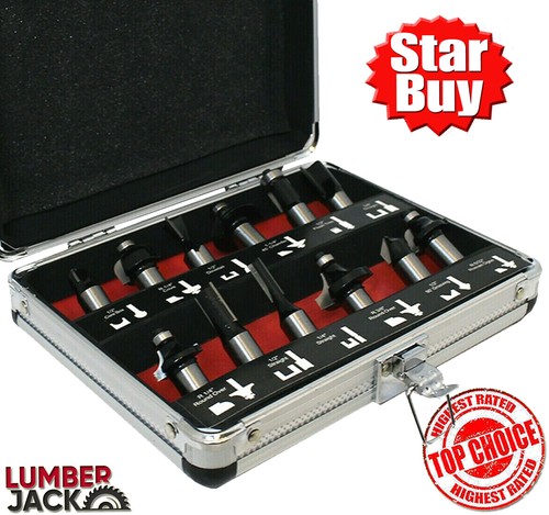 12pc router bit set shank - router, 1/2"