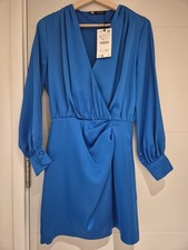 Zara Satin Blue Dress Ladies