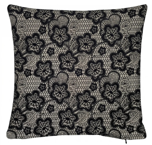 Cushion cover black floral - cushion,