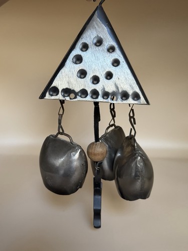 Vintage pretty metal cow - metal, bells