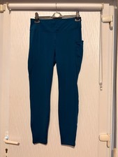 Crivit Size M 12/14 Teal Blue Womens Sports Leggings Gym Running Pocket