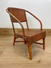 Vintage Childs Painted Wicker Red Chair / Teddy Bear Chair / Dolls Chair