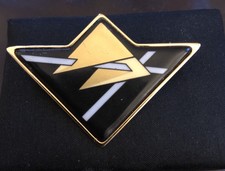Michaela Frey Vintage Signed 1980s Broach/Pin Enamel Black/Gold Art Deco Design