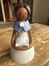 Vintage Spanish Pottery Girl Figurine Clay
