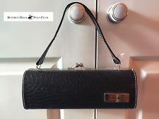 BNWOT BEVERLY HILLS POLO CLUB hard case black leather barrel bag   Cost £59