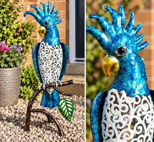 Metal parrot garden ornament - garden,