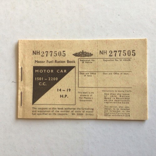 Vintage motor car fuel ration - car,