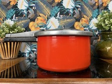 Vintage PRESTO Red Enamel Pressure Cooker Pan Pot 4qts Stock Crock Canning