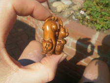 Hand carved wood netsuke - carved, of