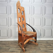 Vintage Rustic Throne Chair Brutalist Folk Art Sculptural Primitive Drift Wood