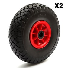 2x Fishing Trolley PU Tyre + Wheel 10 Inch 3.00-4 3.50-4 Puncture Proof Solid