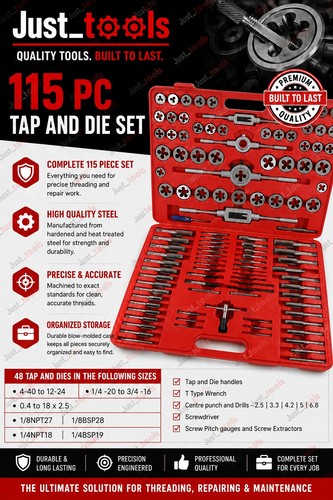 115pc tap die set - die, metric