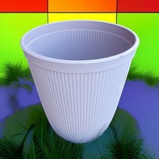 Tall White Ribbed Planter 33L