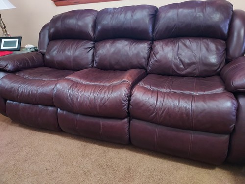 Dark brown leather seater - dark,