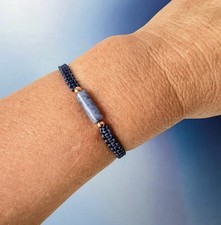 Macrame Bracelet Blue Sodalite Bracelet Healing Crystal Wristband Gemstone Gift