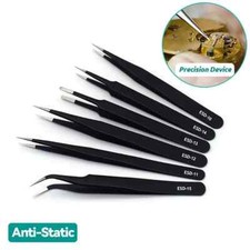 6x Professional Coated Precision Tweezers Kit Stainless Steel Non-Magnetic Craft