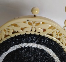 Antique Vintage Beadwork Evening Bag Butterfly Celluloid Frame 1920's 30's