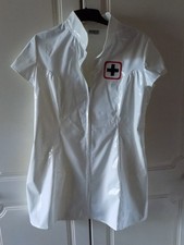 Ladies White PVC Nurse Dress Outfit Cosplay by Honour Clothing Size 18 with head