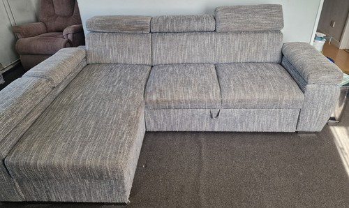 Grey cotton corner sofa bed - cotton,