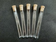 19ml Glass Test Tube x 5 with Cork Stopper 125mm x 16mm Pyrex