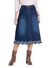 Womens Embroidered Hem Denim