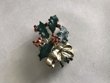 Vintage Gold Tone Green & Red