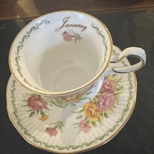 Rosina China Co Limited January Carnation Cup, saucer and cake plate 