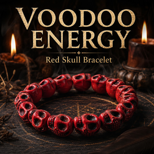 Red skull voodoo bracelet - red,