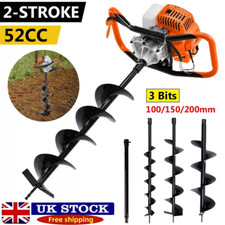 52CC Petrol Post Hole Borer Fence Earth Auger Digger + 3 Drill Bits + Extension