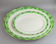 Set of 3 TG Green Serving Platter Grassmere Pattern Collectible Antique 41/37/26