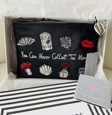 Lulu Guinness Bag pouch Cosmetic makeup LIP ZIP ‘You Can Never Collect Too Many’