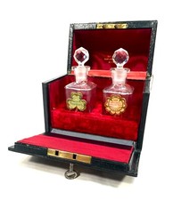 Antique Edwardian Ladies Travel Perfume Box & Original Bottles by Bayley & Co