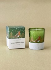Gisela Graham Mini Scented Candle In Robin Glass  Holder - Sandalwood And Clove 