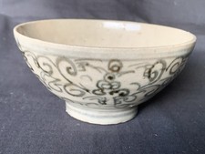 A Very Nice Antique Ming Period Underglaze Blue Painted Celedon Swatow Tea Bowl