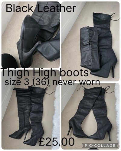 Thigh high black leather - high,