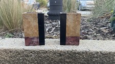 Vintage French Heavy Solid Marble Geometric Bookend