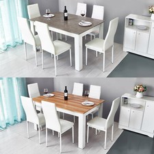 Mondeer Dining Table and Chairs Set w/ 6 Faux Leather Seat Kitchen Furniture