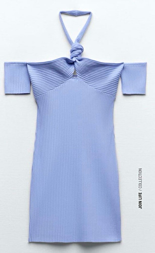 Zara blue ribbed - knit, bodycon