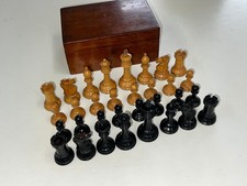 QUALITY ANTIQUE STAUNTON F.H AYRES RED CROWNS CHESS SET - WEIGHTED