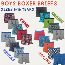 Kids Boys Boxer Briefs Shorts Pants Underwear Multipack 100% Cotton Sizes 2-14Y