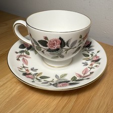 Vintage Tea Cup and Saucer Set "Hathaway Rose" by Wedgewood England Pink Roses