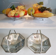Vintage Pair of EPNS Decorative Handled Fruit Dishes or Baskets, marked HBB
