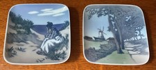 2 Royal Copenhagen 4" Square Topographical Pin Dishes
