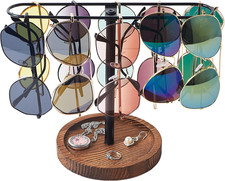 Sunglass Organizer, Multiple Glasses Holder Stand for Men and Women, Wood Eyegla