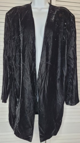 Vtg black velvet open front - velvet,