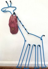 Vintage IKEA Modern Blue Giraffe Wall Hanging Coat Hat Rack Hanger Metal Modern